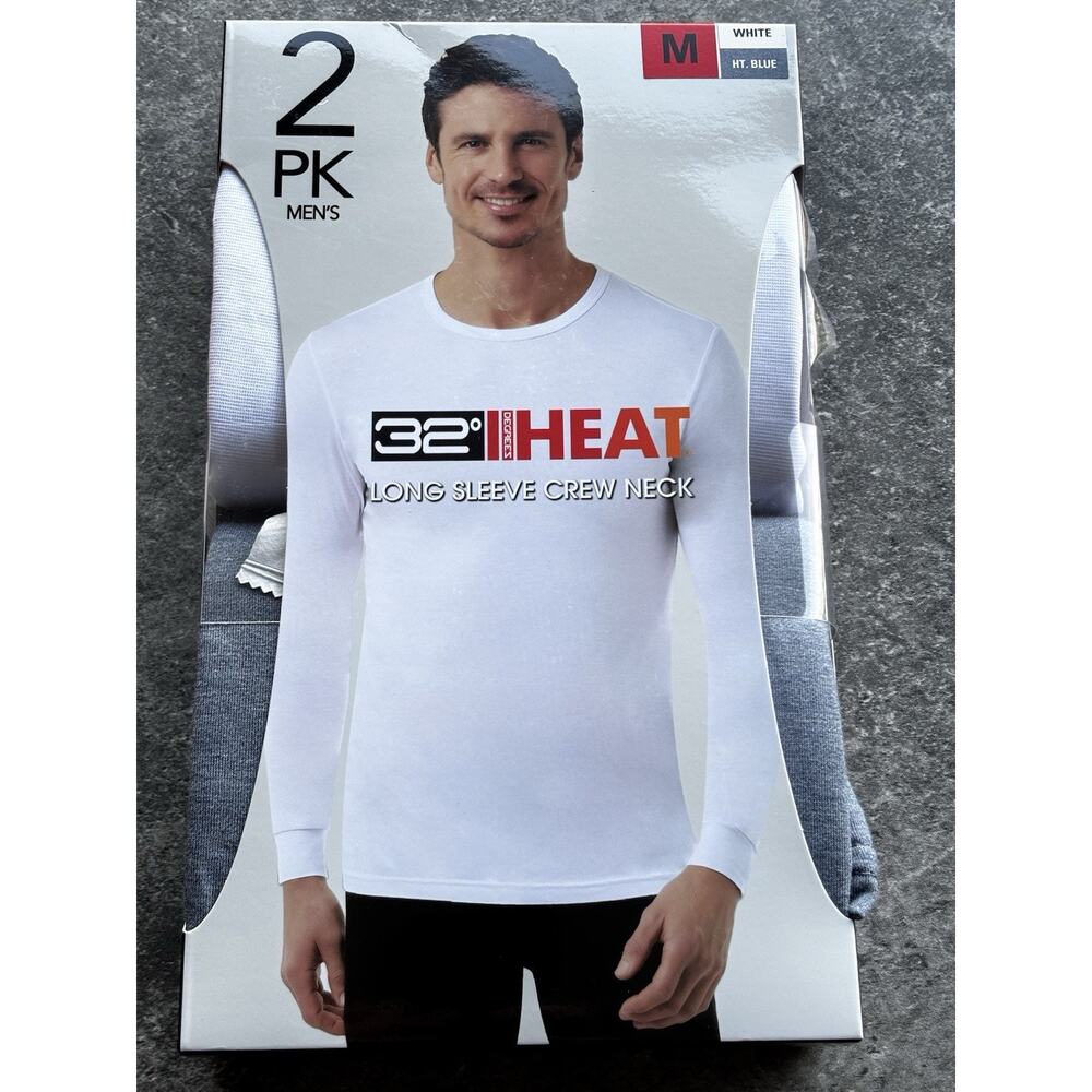 32 Degrees Heat Men's Base Layer 2-Pack Long Sleeve Crew Neck Size M (38/40) NWT